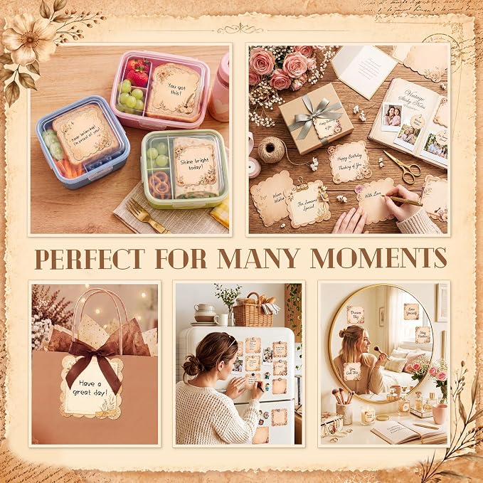 9 Pcs Scalloped Aesthetic Sticky Notes 3x3 Inch Vintage Colors Cute Wavy Self Sticky Note Pads Memo Pads for Journal School Office Supplies Decoupage Craft Stationery Gift (Vintage Brown)