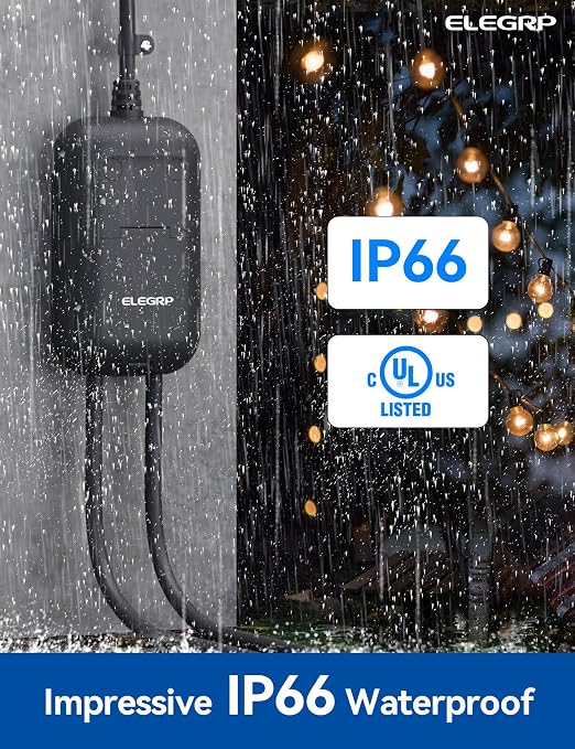 ELEGRP PQR20 Outdoor Smart Plug Waterproof IP66, WiFi Plug with 2 Individually Sockets, Compatible with Alexa & Google Assistant, Smart Outdoor Outlet for String Lights, UL Certified, 1 Pack, Black