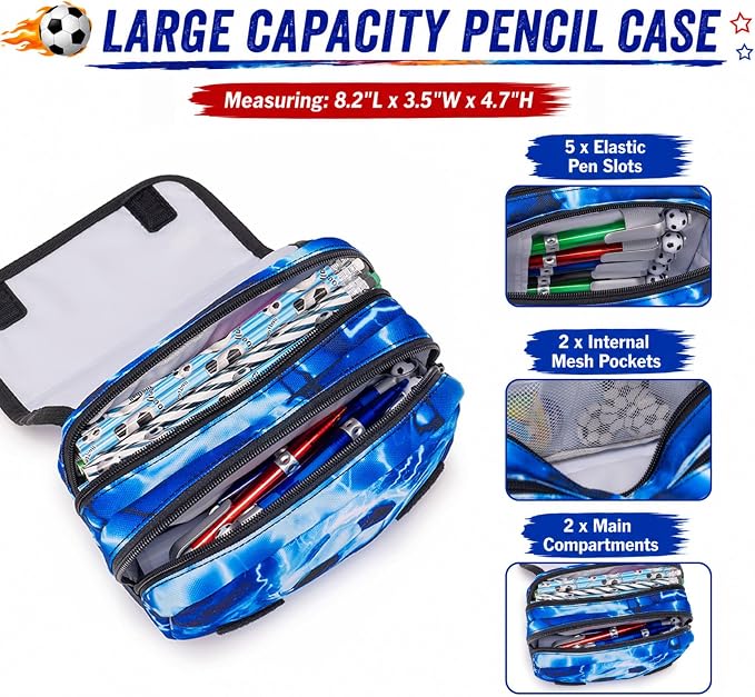 DIGOBAY 61PCS Soccer School Supplies Set for kid Boys, Teen Back to School stationery Supplies with Pencil Case Drawstring Bag Spiral Notebooks Pens Pencils Tattoos Wristbands Gift Box