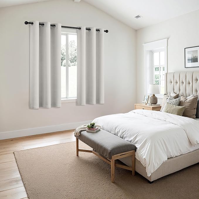 MIULEE Blackout Curtains for Bedroom Living Room 2 Panels, Thermal Insulated Room Darkening Drapes Grommet Noise Reducing Light Blocking Window Treatments 63 Inches Long 40x63 Inch Natural White