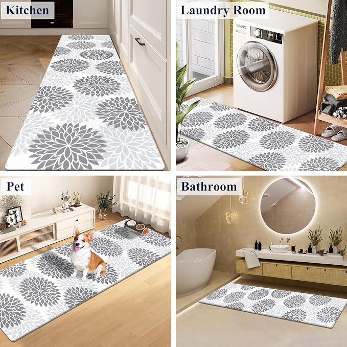 HEBE Anti Fatigue Kitchen Mats for Floor 20"x71", Cushioned Standing Mat | Non Slip Waterproof Kitchen Runner Rug, Heavy Duty Padded Foam Comfort Mat Floor Carpet for Standing Desk, Laundry, Sink