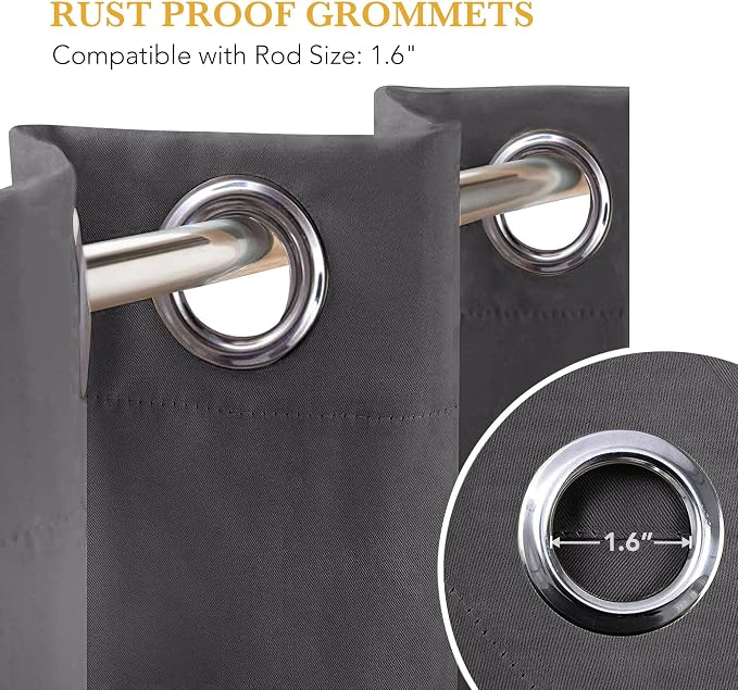 RYB HOME Blackout Thermal Insulated Curtains, Portable Curtain for Sliding Glass Door/Storage/Space Room Divider, Large Window Treatment Room Divider Panel, W80 x L84, Grey, 1 Panel