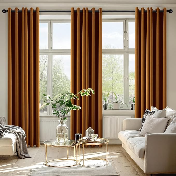MIULEE Blackout Curtains for Bedroom Living Room 2 Panels, Thermal Insulated Room Darkening Drapes Grommet Noise Reducing Light Blocking Window Treatments 84 Inches Long 40x84 Inch Gold Brown