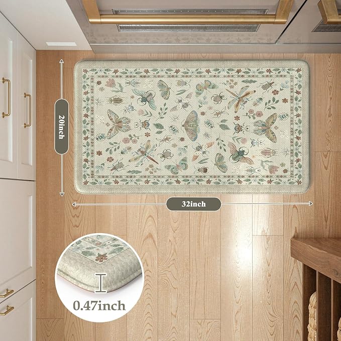 LEEVAN Anti Fatigue Mats for Kitchen Floor Non-Slip, Cushioned Kitchen Mats for Floor 20''x31'', Tan Memory Foam Kitchen Mat Set, Waterproof Ergonomic Standing Mat for Bar, Office,Desk, Laundry