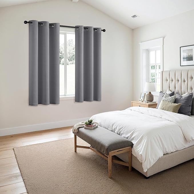 MIULEE Blackout Curtains for Bedroom Living Room 2 Panels, Thermal Insulated Room Darkening Drapes Grommet Noise Reducing Light Blocking Window Treatments 63 Inches Long 40x63 Inch Light Gray