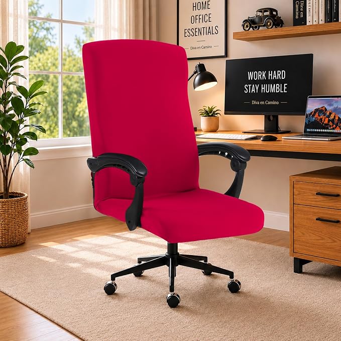Elastic Computer Chair Cover with Durable Zipper - Protective Removable Washable Universal Office Desk Chair Seat Slip Cover - Stretchy Soft Anti-dust Desk Chair Seat Protector for Dogs, Cats, Pets