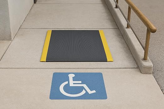 Guardian 24020302BY Air Step Anti-Fatigue Floor Mat, Vinyl, 2'x3', Black with Yellow Stripes, Reduces Fatigue and discomfort, Can be Easily Cut to fit Any Space