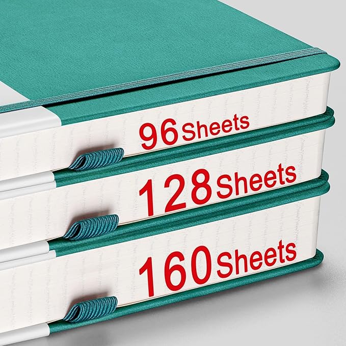 AHGXG Dotted Journal - 320 Numbered Pages Dot Grid Notebook A5 Thick Journal, 100gsm Thick Dotted Paper, Leather Hardcover,Inner Pocket, 5.75'' × 8.38'', Cyan