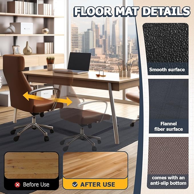 Nuanchu 2 Pcs Large Hard Floor Chair Mat and Anti Fatigue Mat Set Desk Rug for Rolling Chair on Hardwood Non Slip Anti Fatigue Rug for Standing Work Office Kitchen(74 x 59 Inches,29 x 17 Inches)
