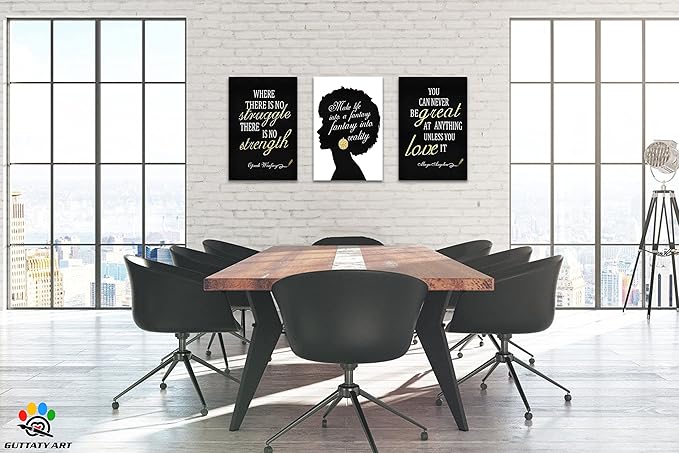 3 Piece Inspirational Wall Art, Office Pictures for Wall Decor, Motivational Quote Canvas Wall Art for Women, Inspirational Quote Poster Framed Artwork for Home Study Room Wall Decoration 20”x30”x3Pcs