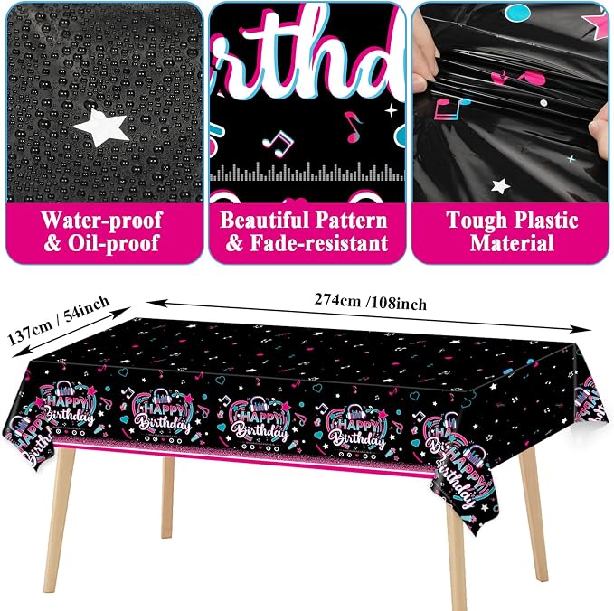 Music Party Supplies Serves 24 Musical Media Party Paper Plates Napkins Music Tablecloth Set Tableware Kit for Kids Birthday Party Baby Shower