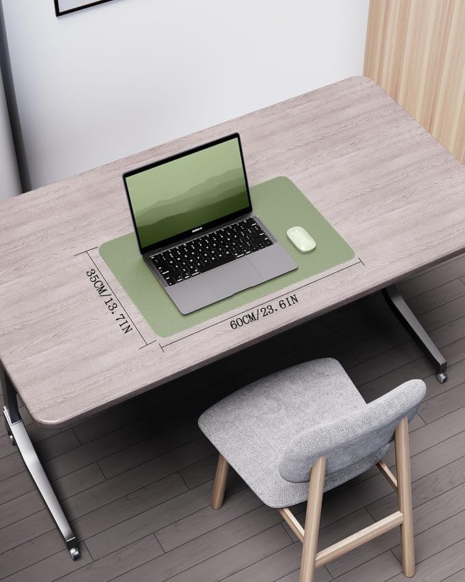 YSAGi Double-Sided Desk Pad, 23.6"x13.7"Leather Desk Mat, Eco Cork Desk Pad Protector,Large Mouse Pad,Waterproof Desk Blotter for Office/Home(Bamboo Green)