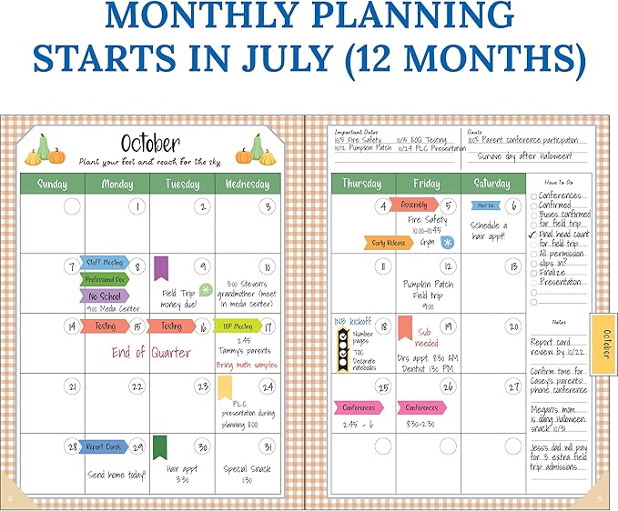 Carson Dellosa Education Teachers Plant Seeds That Grow Together 128-Page Teacher Planner, Undated 8"x11" Lesson Plan Farmers Market Themed Book With Stickers, Class Schedule, Weekly Calendar, Classroom Must Haves, Homeschool Essentials, School Supplies