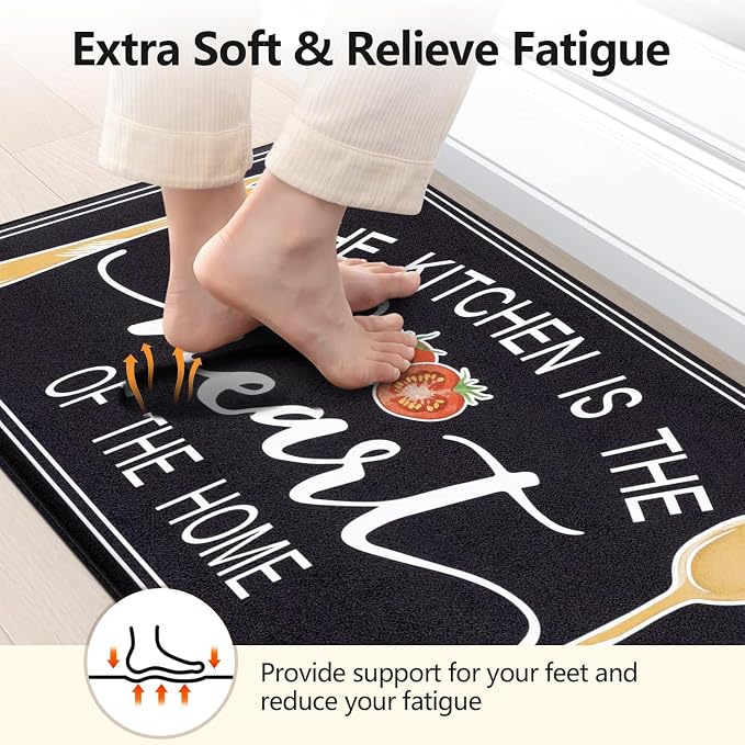 Yamaziot 24"x 94" Anti Fatigue Kitchen Rug, Non-Slip Cushioned Floor Mat | Waterproof, Stain Resistant, Farmhouse Cushioned Comfort Standing Desk Mat Runner Rug for Kitchen, Office, Sink, Laundry