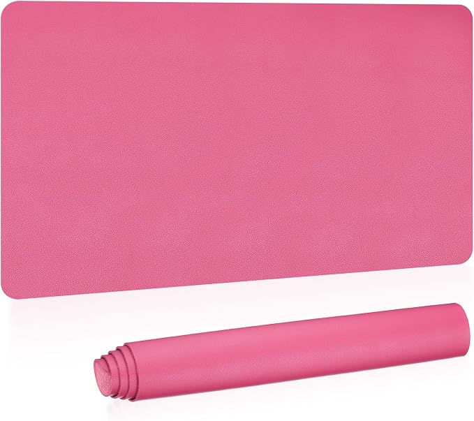 PATIKIL Large Desk Mat, 35"x17" Non-Slip Waterproof PU Leather Desk Pad, Dual Sided Desktop Protector Cover for Office Home Work Study, Rose Red