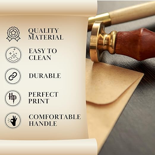 Wax Seal Stamp Kit - Sealing Stamp Set with Vintage Wooden Handle Seal Wax Stamp for Craft and Gift Vintage Wax Envelope Seal Press Heads and Hand for Adults
