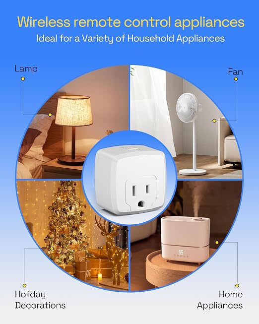 HBN Remote Control Outlet Plug Remote Switch Outlet with 100FT RF Signal Wireless Remote Light Switch On Off Switch Plug for Household Appliances 15A/1875W (1 Outlet + 1 Remote)