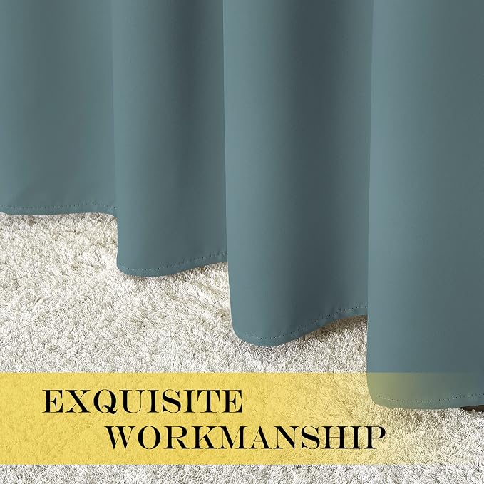 NICETOWN Blackout Curtains for Sliding Glass Door Room Divider Noise Reduce Curtain Panel Portable Window Screen Sliding Partition, W100 x L102 inches, 1 Panel, Greyish Blue