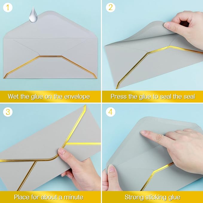 J6&H6 Gold Thread Stationary Paper and Envelopes Set Including 12 Standard Sized Phnom Penh Envelopes and 24 Sheets of Lined Paper Suitable for Daily Emotional Expression Formal Communication(grey)