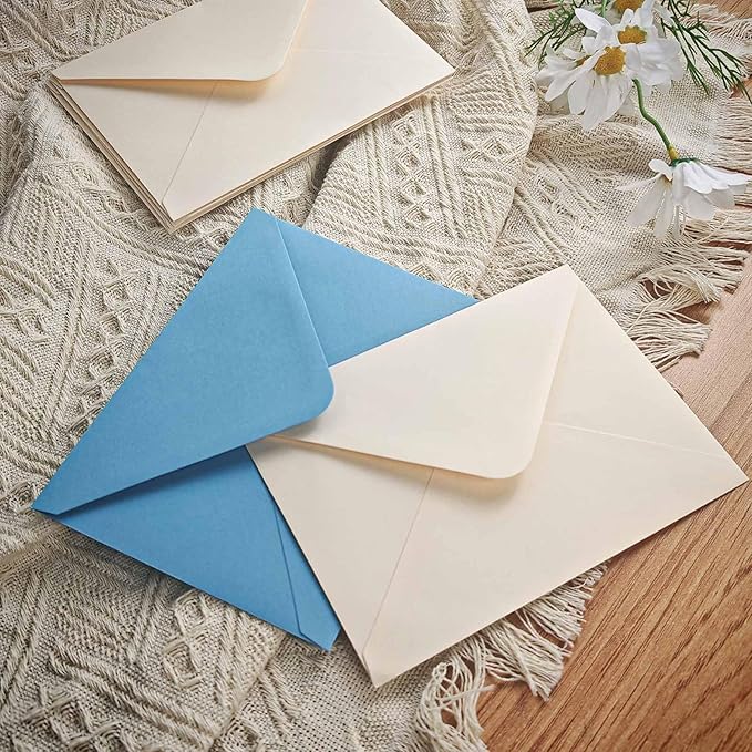 Stationary letter and envelopes set,Premium velvet-Touch envelopes 4x6 Envelopes 14 PCS with 28 PCS Stationery Paper,Colors Stationery Set for Love Letter, Party Invitations (Lake blue）