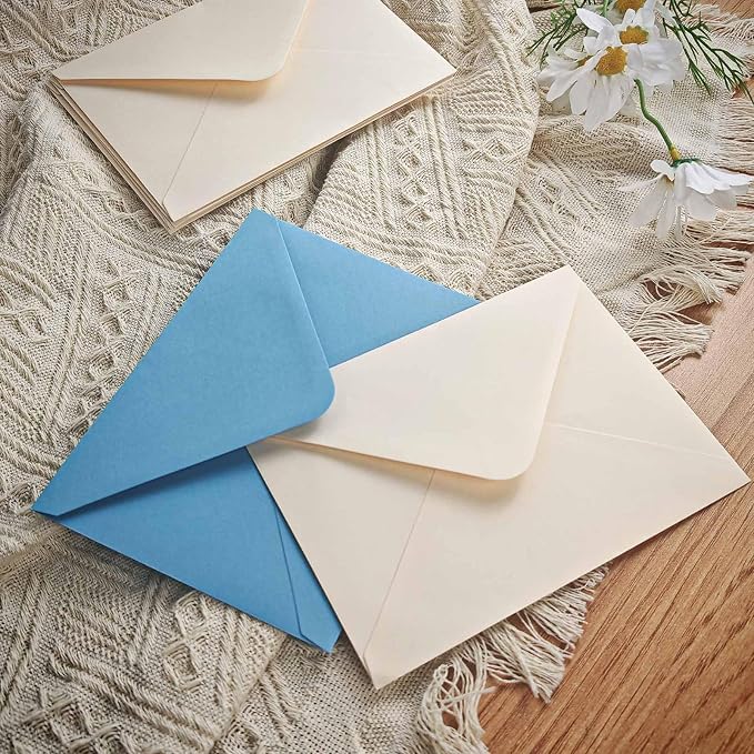 Stationery Set,Premium Velvet-Touch envelopes 4x6 Envelopes 14 PCS with 28 PCS Stationery Paper,Unique Design Colors for Love Letter, Party Invitations (Ivory White)