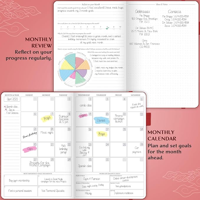 Legend Planner Hourly Schedule Edition – Deluxe Weekly & Daily Organizer with Time Slots. Time Management Appointment Book Journal for Work & Personal Life, Undated, A5 Hardcover – Wine Red, Gold Foil