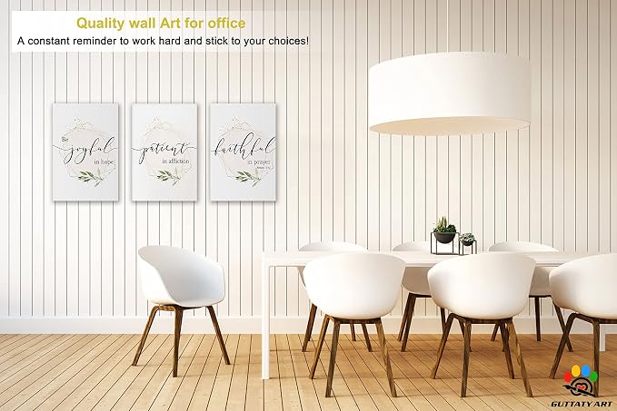 Office Wall Art - 3 Panel Motivational Quotes Art for Home Office, Entrepreneur Words Poster Frame for Company Wall Decor - 12'x18'x3Pcs