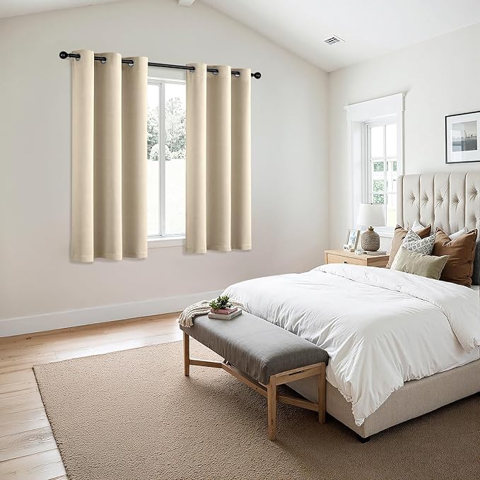 MIULEE Blackout Curtains for Bedroom Living Room 2 Panels, Thermal Insulated Room Darkening Drapes Grommet Noise Reducing Light Blocking Window Treatments 54 Inches Long 34x54 Inch Cream Beige