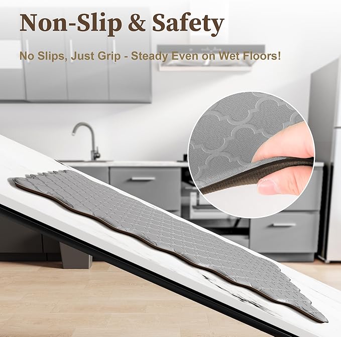Upgrade Scalloped Embossed Kitchen Mats for Floor 2PCS Cushioned Anti Fatigue Waterproof Foam Kitchen Rugs Non Slip Washable Comfort Standing Mat for Sink Laundry, 17.3"x30"+17.3"x59", Grey