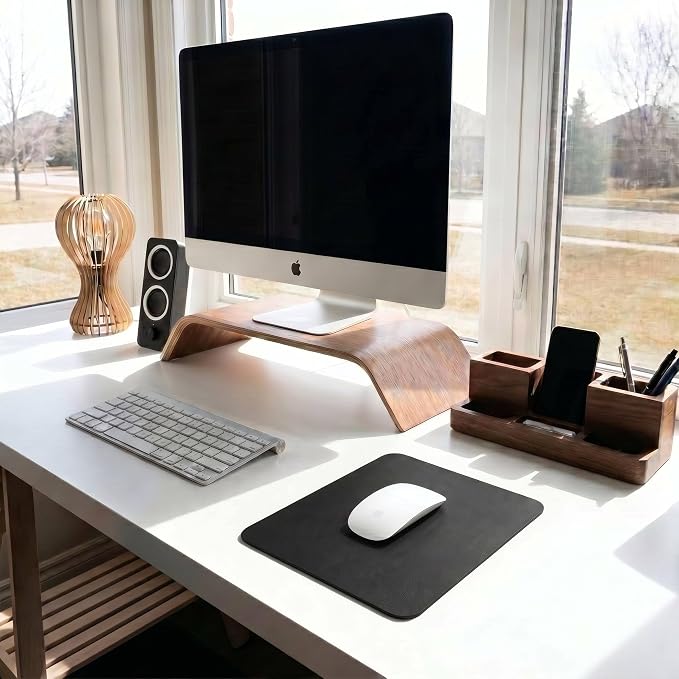 Leather Desk Pad Protector, Waterproof Mouse Pad, PU Desk Mat, Office Desk Cover, Desk Writing Mat for Office/Home/Work/Cubicle (Black) 9x8 in