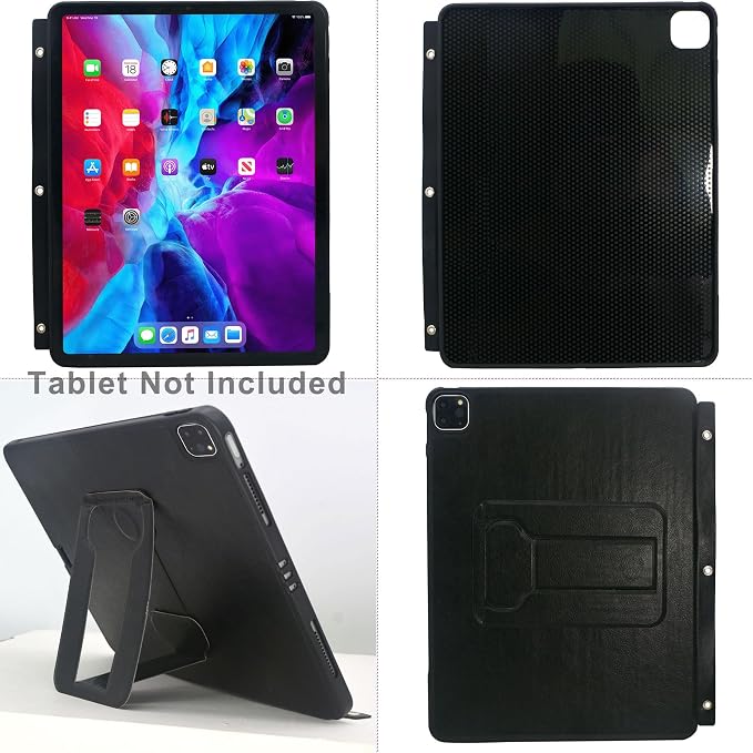 Tablet Organizer Portfolio Case with 3-Ring Binder, Binder Padfolio File Folder with Removable Tablet Holder, Compatible with 12.9-inch iPad Pro 4th/5th/6th (Gray)