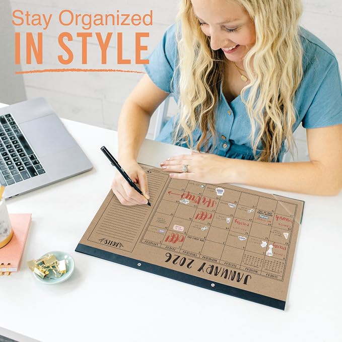Hadley Designs Large Teacher Desk Calendar 2026-2027 - Desktop Calendar 2026, 18-Month Desk Calendars for Home, Office & Classroom, Cute Classroom Must Haves, Back to School Teacher Gifts