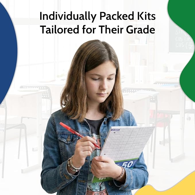 EPI Essentials Bulk School Supplies for Kids – 6th to 8th Grade School Supply Packs – Wide-Ruled Bundle with Classroom-Ready Standard List Essentials – 120 Boxes per Pallet