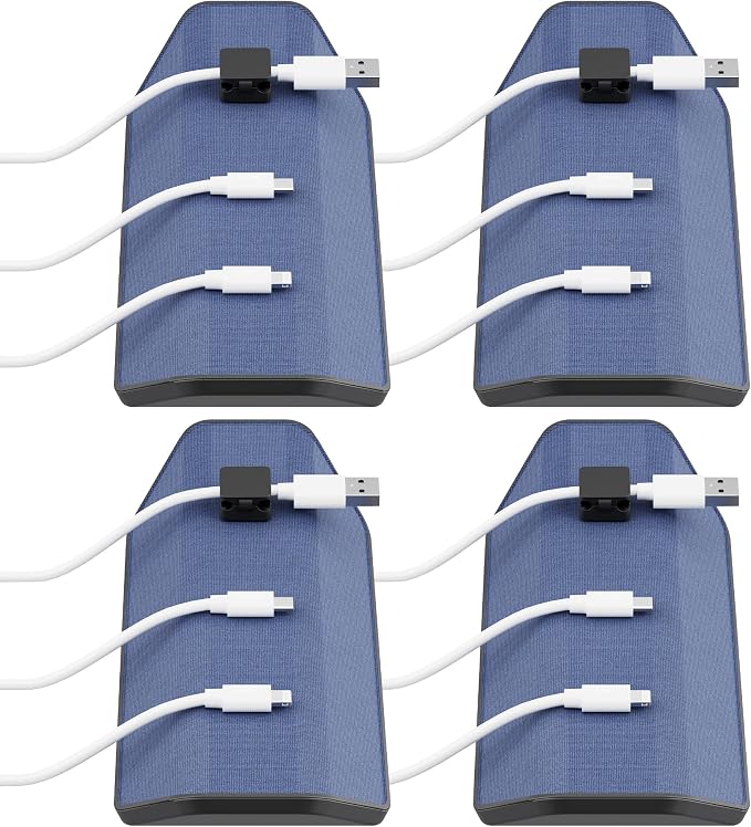CHARGEWORX Magnetic Cable Organizer – 4 Pack - Weighted Non-Adhesive Cord Holder with 3 Magnetic Clips for USB-C, Lightning & MagSafe Cables – Desk, Office & Nightstand Cable Management