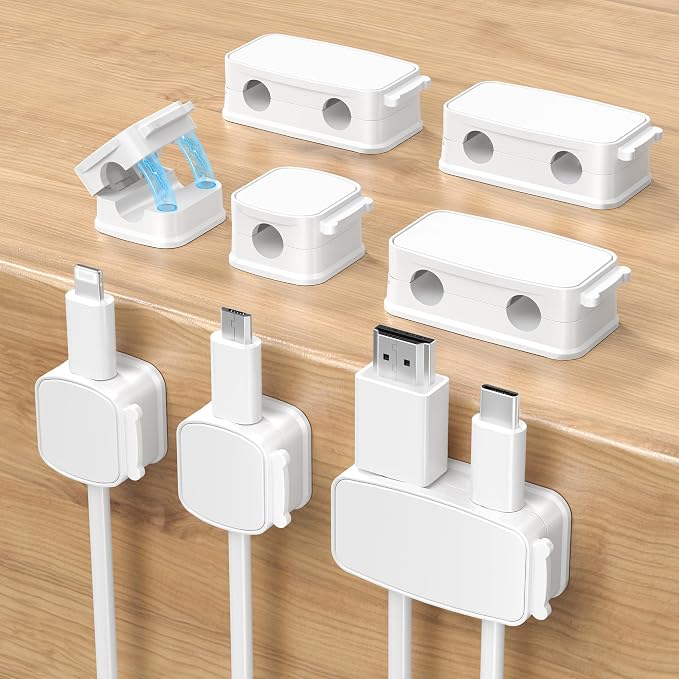 Basesailor 8Pack Magnetic Cable Clips Organizer,Cord Management Holder | Strong Adhesive Phone Charging Wire Keeper for Desk,Nightstand,Wall,Car,Desktop,Table,Home,Office