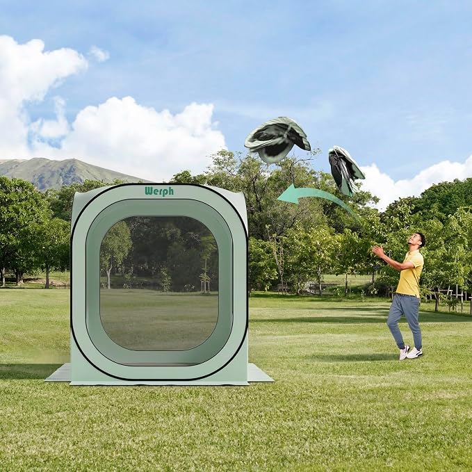 Werph 6x6 Pop-Up Screen Tent, Mosquito Net Gazebo, UV Resistant, Green | Roof Waterproof Screen Canopy, Quick Setup Outdoor Shelter for Backyard, Patio, Garden, Picnic, Camping and Events