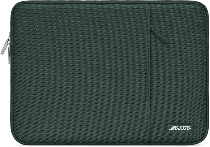 MOSISO Laptop Case 16 inch, 15-15.6 inch Laptop Sleeve Compatible with MacBook Pro 16 M5 M4 M3 M2 M1, HP Acer Dell Lenovo ASUS, Polyester Vertical Computer Sleeve Bag with Pocket, Midnight Green