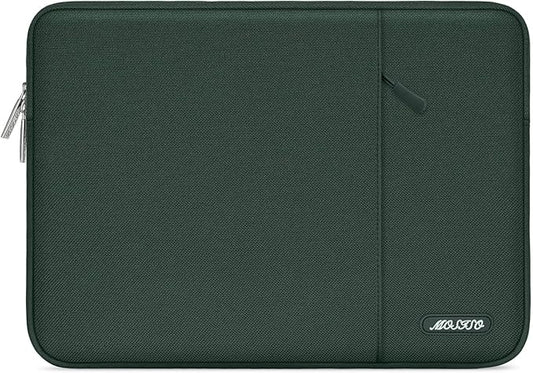 MOSISO Laptop Case 13.3 inch, 13-13.3 inch Laptop Sleeve Compatible with MacBook Air/Pro 13/Pro 14 M5 M4 M3 M2 M1, HP Dell ASUS Lenovo,Polyester Vertical Computer Sleeve Bag with Pocket,Midnight Green