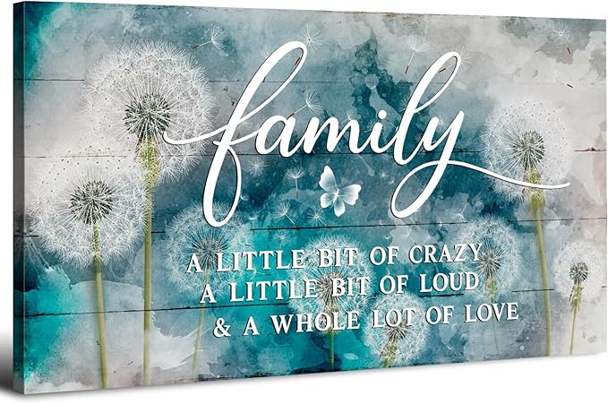 AIYISU Inspirational Family Wall Art Farmhouse Home Decor Dandelion Botanical Canvas Prints Rustic Family Saying Sign Kitchen Artwork for Living Room Dining Room Hallway Home Decoration 30x60