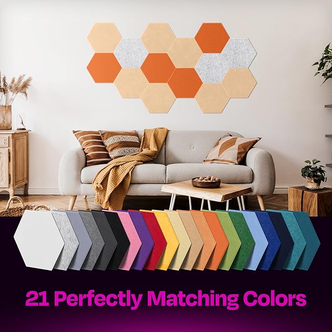 Acoustic Panels 12-Pack Soundproof Wall Panels 12"X10.4"X0.4" Sound Panels High Density Sound Dampening Panels - [Soft Camel Hexagon]