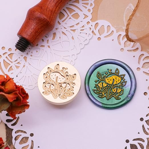 SWANGSA Mushroom Wax Seal Stamp Kit with 200pcs Sealing Wax Beads, Great for Embellishment of Invitations, Wine Packages, Gift Idea