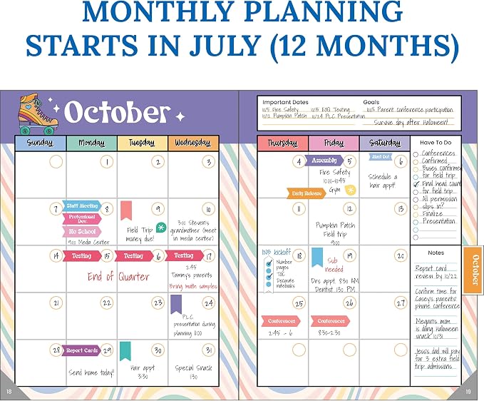 Carson Dellosa Retro Remix Teacher Planner 2026-2027, Undated 8" x 11" Lesson Plan Book With Retro Stickers, Class Schedule, Weekly Calendar, Homeschool & School Supplies, Groovy Classroom Must Haves
