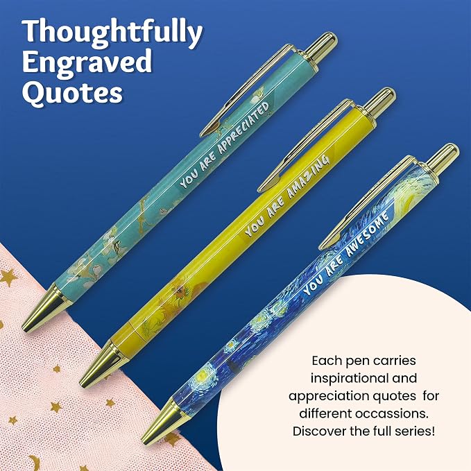 MESMOS Van Gogh Fancy Pens Gift Set, End of Year Teacher Appreciation Gifts for Women & Men, Thank You Gift Pen Sets for Coworkers, Inspirational Journal Pens, Starry Night Luxury Pen for Teachers