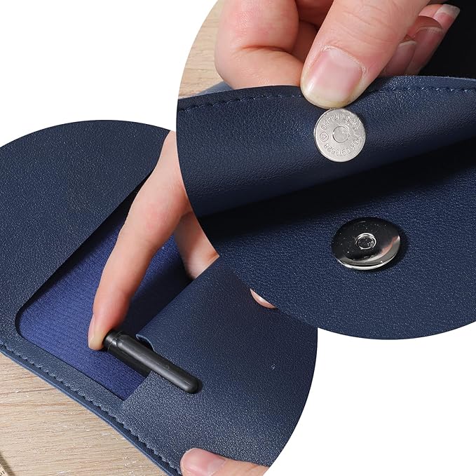 Leather Document Folder, A4 File Document Holder Waterproof Portfolio Envelope PU Leather Folder Case with Snap Button Closure for Letter Size, Travel, Resume, Blue