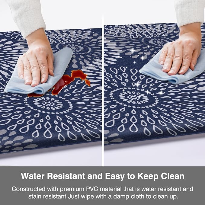 LuxStep Kitchen Mat Cushioned Rugs Anti-Fatigue Mats for Kitchen Floor,Waterproof Non-Slip Mats and Rugs Set for Office,Floor,Laundry 17.3"×30"+17.3"×70",Blue