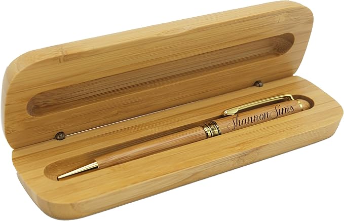 My Personal Memories Custom Engraved Ballpoint Pen with Personalized Case - Wood Pen Set for Lawyers, Doctors, Teachers, Graduates, Students (Bamboo)