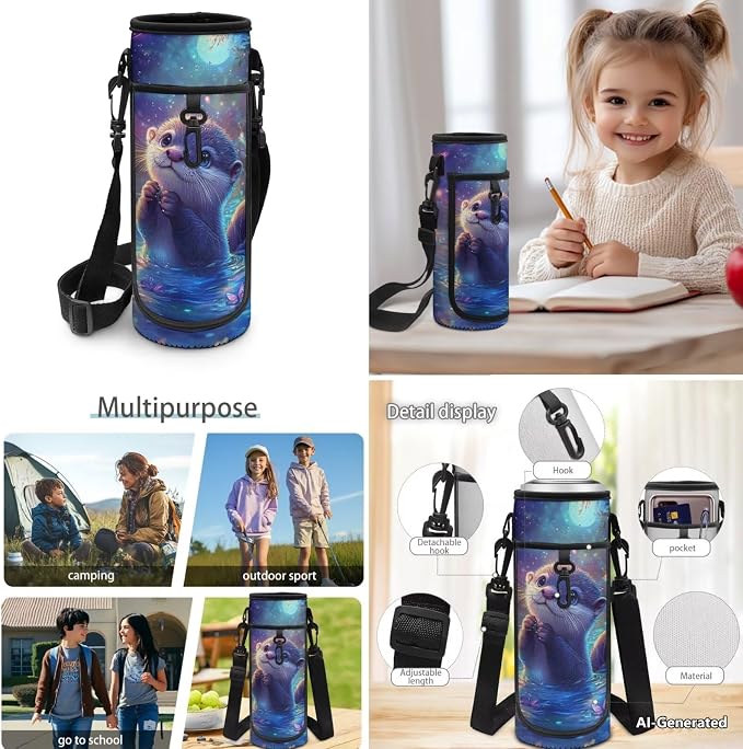Doojoayie Girls School Backpacks Ages 6-8 8-10 Otter Bookbag with Lunch Box 17 inch Kindergarten Backapack Kids Back Pack 2025 New Back to School Bags for Elementary Children