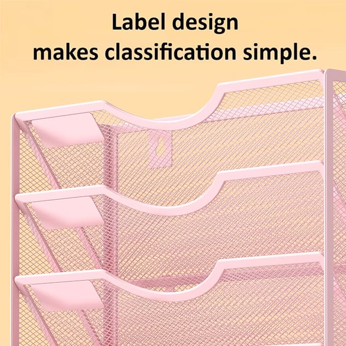 Kuntine.B Wall File Organizer Office Hanging Magazine Holder Wall File Organizer for Office Home (Pink, 5 Tier)