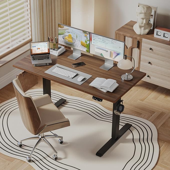 Agilestic Electric Standing Desk, 63 x 23.6 Inches, Dark Walnut