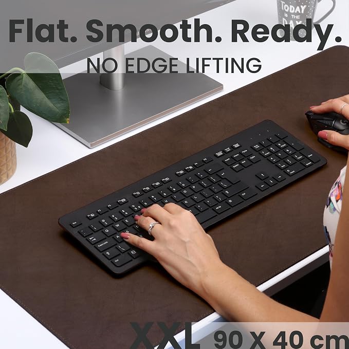DAREhueFull Grain Genuine Leather Desk Pad – Dark Brown (XL) - Premium Desk Mat with Non-Slip Backing, Thick 3mm, Office Desk Protector for Work & Gaming (Extra Large 35.4 x 15.7 inch)